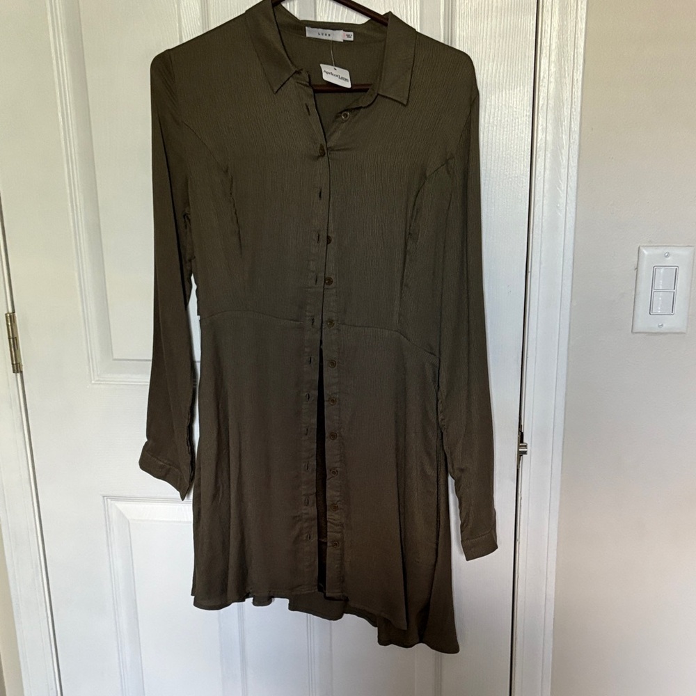Lush Olive Long Sleeve Dress